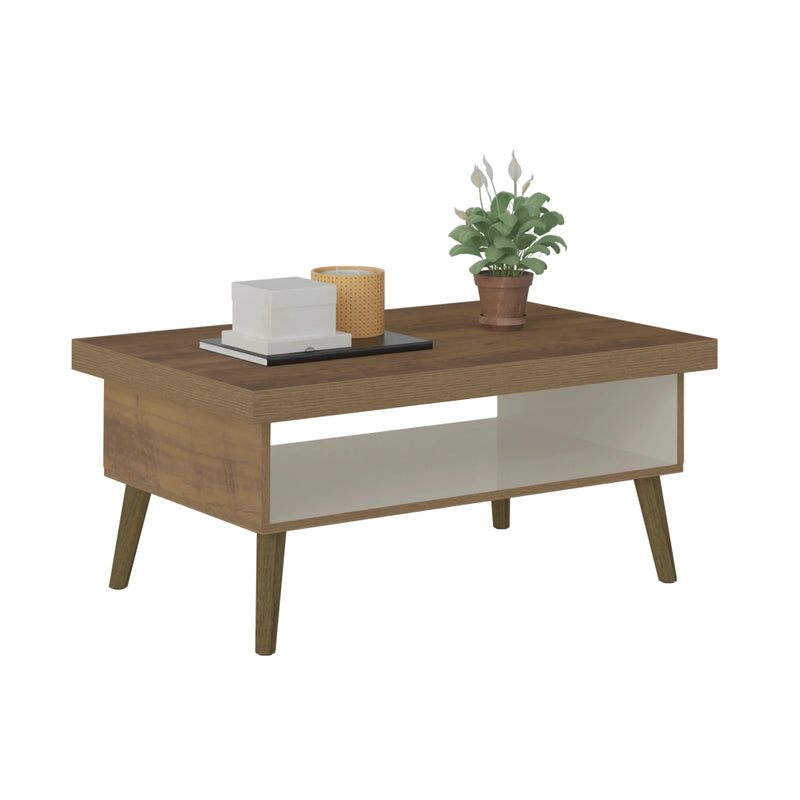 Mesa De Centro Retangular Retrô Artely Lucca Pinho e Off White