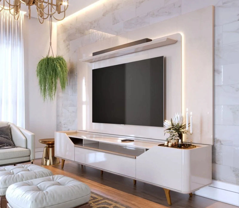 Rack com painel de 2,18 com LED Off White