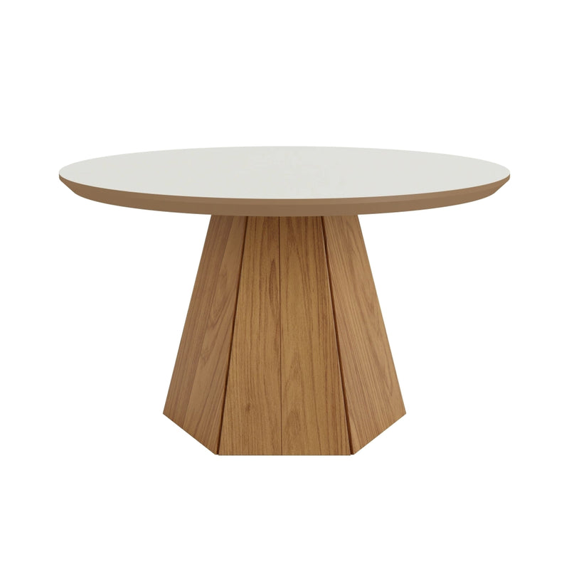 Mesa de Centro Hexagonal 70x70cm Off white com amadeirado