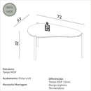 Mesa de centro orgânica com pés metálicos de 70cm