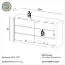 Cômoda de 1,80 com 6 gavetas 100% MDF
