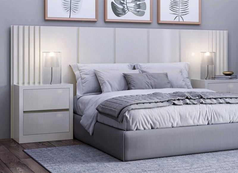 Cabeceira com painel Ripado de 270cm 100% MDF Off White